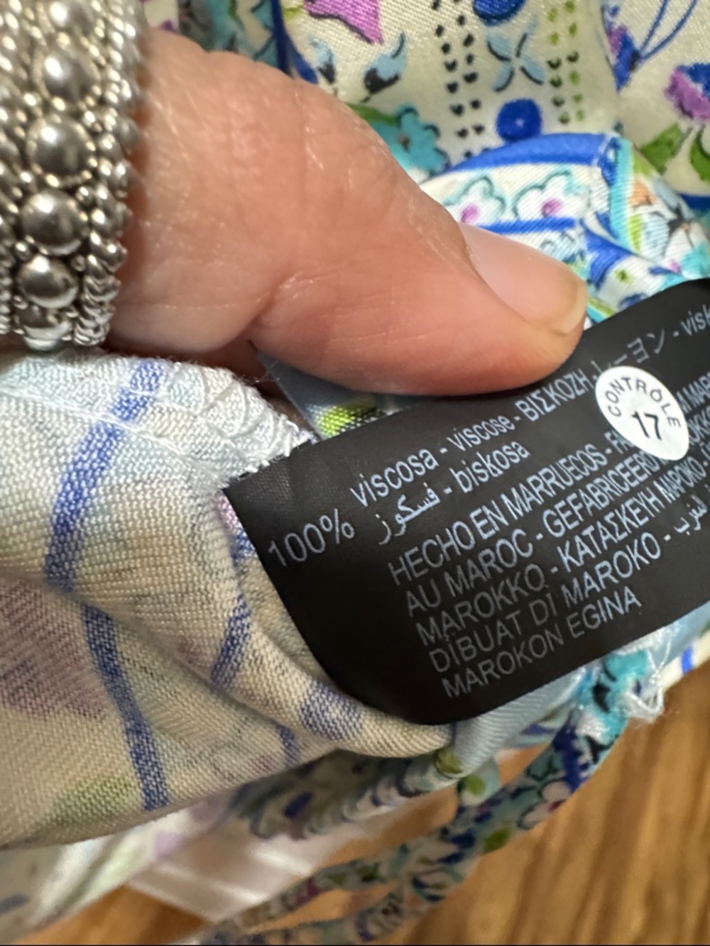 Zara Printed Cropped Pants in Blue, Green & Cream - Picture 4 of 4